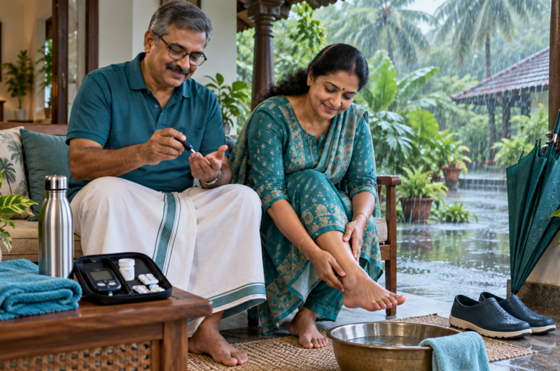 Monsoon Health Guide for Diabetics in Kerala: Infections, Foot Care, and Blood Sugar