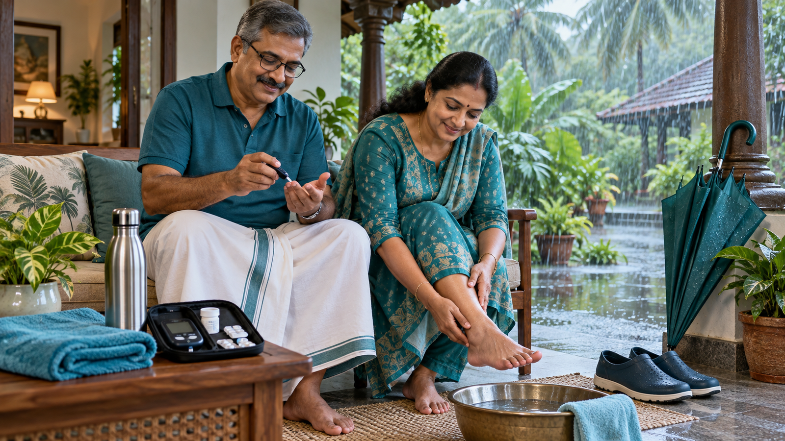 Monsoon Health Guide for Diabetics in Kerala: Infections, Foot Care, and Blood Sugar